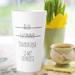 Funny Simple Favourite Child Names Mother's Day Mo Latte Mug<br><div class="desc">Cute and funny favourite child minimalist modern design with names crossed out in simple modern handwritten font,  gift for mom or grandma for any occasion.</div>