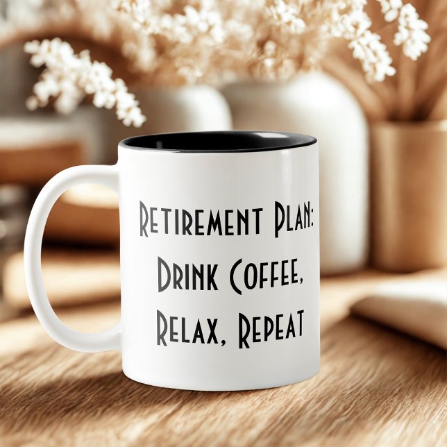 funny simple retirement  Two-Tone coffee mug (Creator Uploaded)