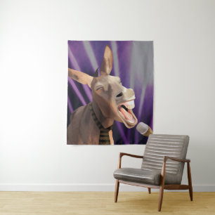 Funny Singing Donkey Farm Animal Purple Background Tapestry
