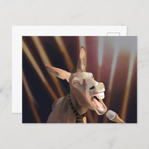Funny Singing Donkey Postcard