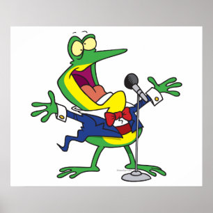 funny singing froggy frog cartoon poster