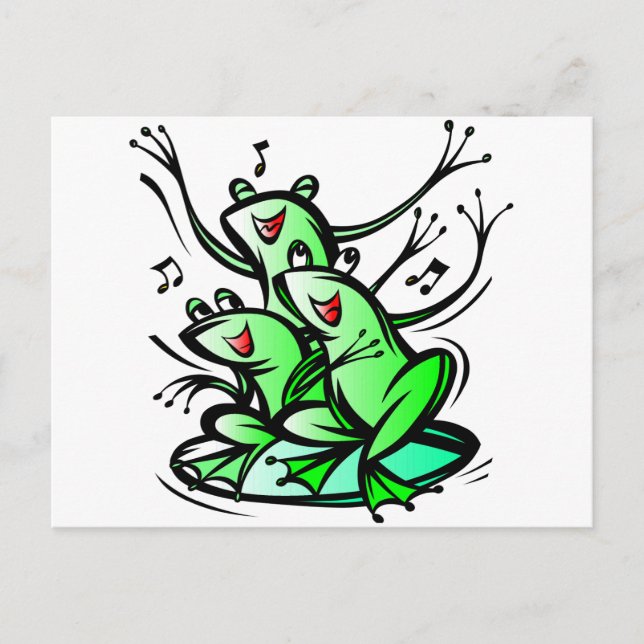 Funny SInging Frogs Postcard (Front)