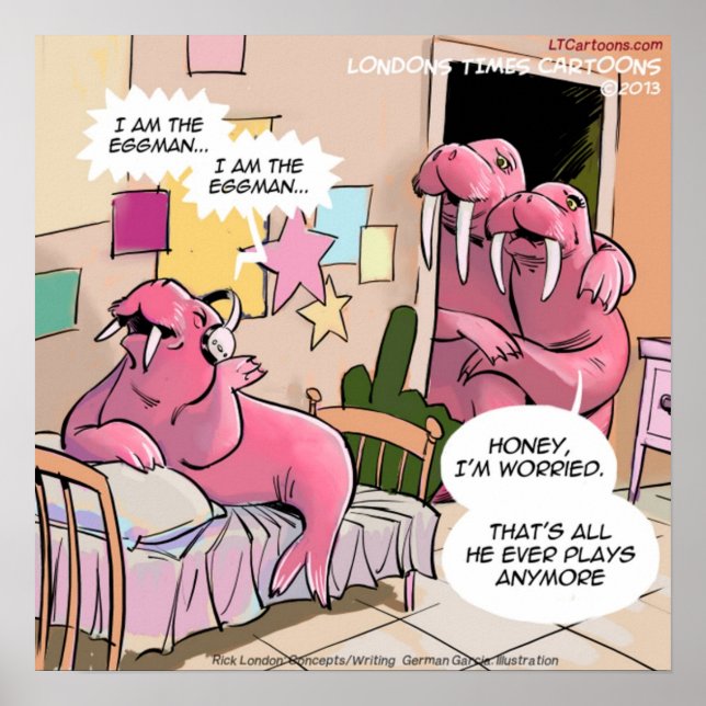 Funny Singing Walrus Poster (Front)