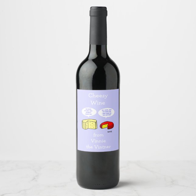 Funny Singles Party Cheese Cartoon Wine Label (Front)