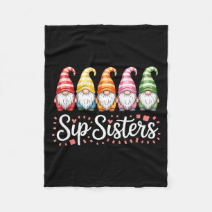 Funny sip sisters gnomes watercolor saying Funny s Fleece Blanket