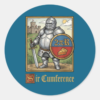 Funny Sir Cumference Medieval Knight Classic Round Sticker