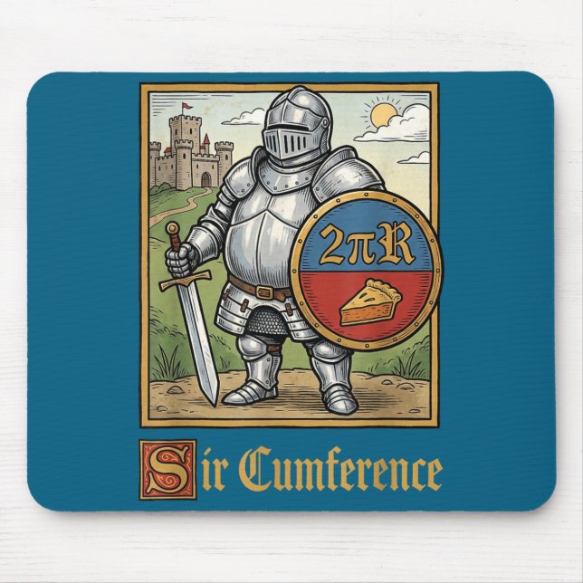 Funny Sir Cumference Medieval Knight Graphic Art Mouse Pad (Front)