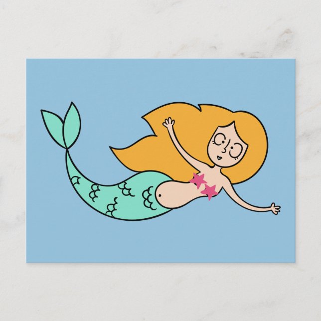 Funny Sirène couleur personnalisée carte postale (Devant)