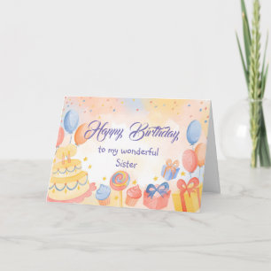 Funny Sister Birthday Cake Card