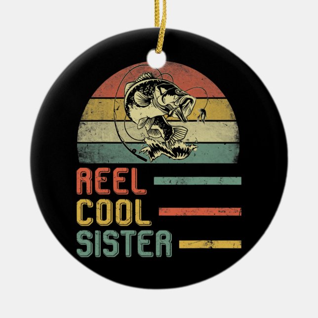Funny Sister Fisherwoman Mom Mama Father's Day Ceramic Ornament (Front)