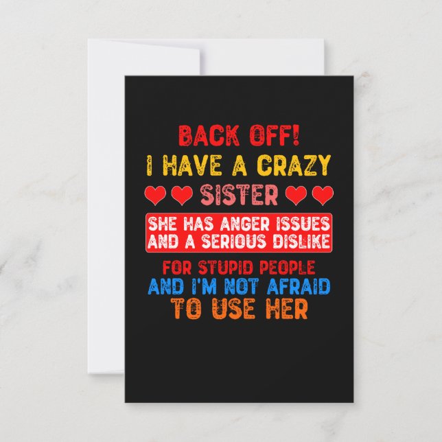 Funny Sister Saying Thank You Card (Front)