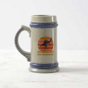 Funny Sistersaurus Dino Sister Humour Design Beer Stein