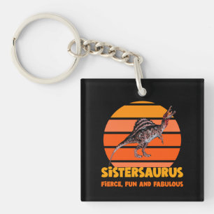 Funny Sistersaurus Dino Sister Humour Design Keychain