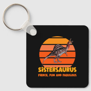 Funny Sistersaurus Dino Sister Humour Design Keychain