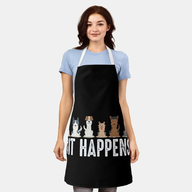Funny Sit Happens Cool Sitting Dogs Apron (Worn)