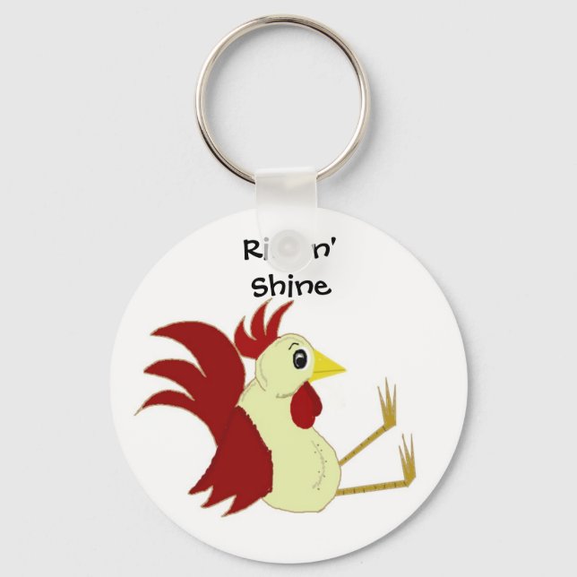 Funny Sitting Rooster Keychain (Front)