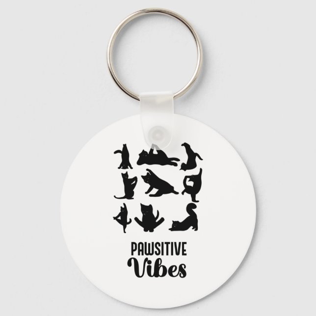 Funny Six Cats Yoga Sitions  Keychain (Front)