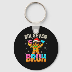 Funny Six Seven 67 Bruh Gingerbread 6 7 Meme Chris Keychain