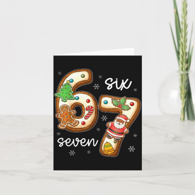 Funny Six Seven 67 Gingerbread Christmas Boys Xmas Card (Front)