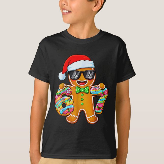 Funny Six Seven 67 Gingerbread Christmas Boys Xmas T-Shirt (Front)