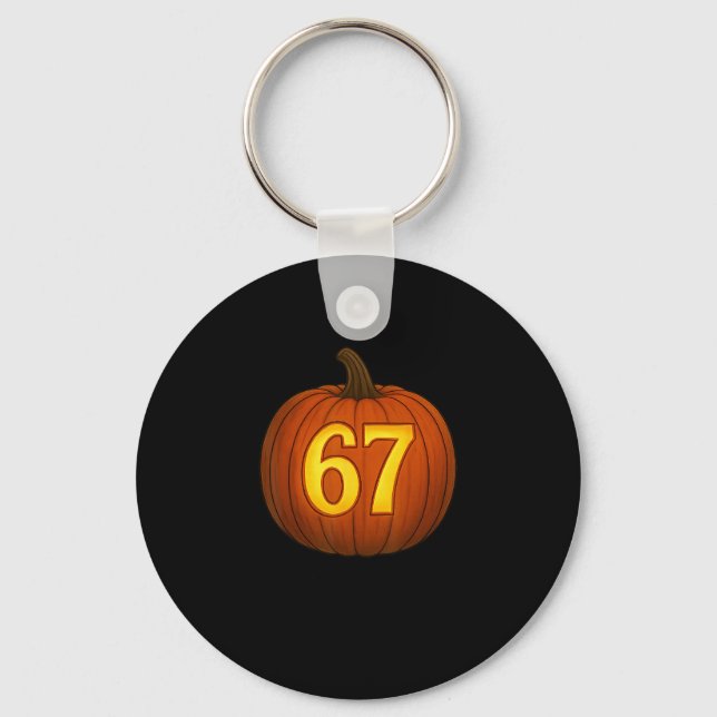 Funny Six Seven 67 Halloween Pumpkin Jackolantern  Keychain (Front)
