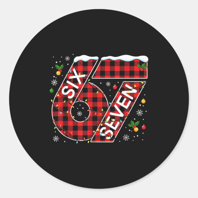Funny Six Seven 67 Meme 67 Christmas Holiday Women Classic Round Sticker (Front)