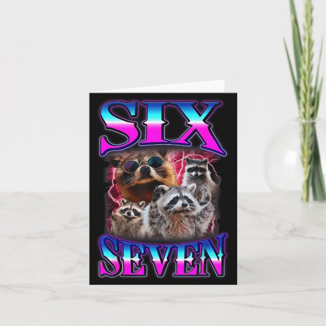 Funny Six Seven 67 Meme 67 Racoon Meme Bootleg Gra Card (Front)