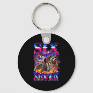 Funny Six Seven 67 Meme 67 Racoon Meme Bootleg Gra Keychain