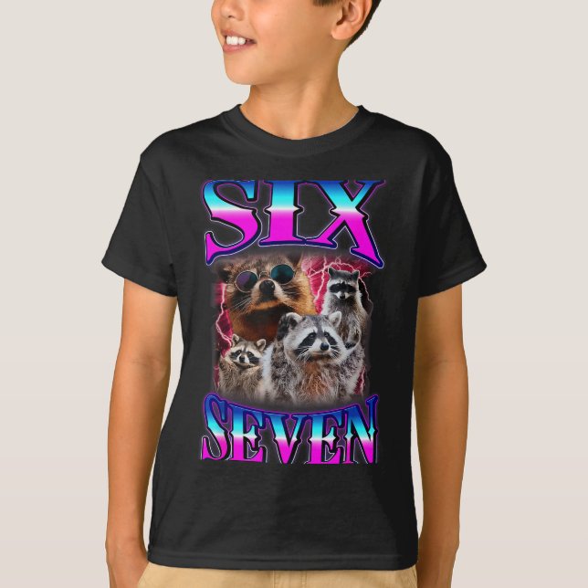 Funny Six Seven 67 Meme 67 Racoon Meme Bootleg Gra T-Shirt (Front)