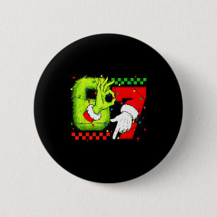Funny Six Seven 67 Meme 6 7 Christmas Elf Hand Boy 2 Inch Round Button