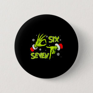 Funny Six Seven 67 Meme 6 7 Christmas Elf Hand Boy 2 Inch Round Button