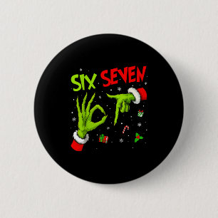 Funny Six Seven 67 Meme 6 7 Christmas Elf Hand Boy 2 Inch Round Button