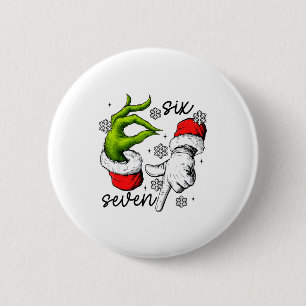 Funny Six Seven 67 Meme 6 7 Christmas Elf Hand Boy 2 Inch Round Button
