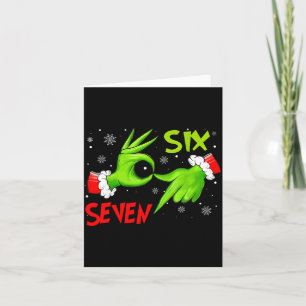 Funny Six Seven 67 Meme 6 7 Christmas Elf Hand Boy Card