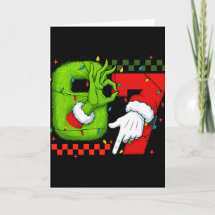 Funny Six Seven 67 Meme 6 7 Christmas Elf Hand Boy Card