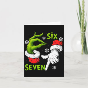 Funny Six Seven 67 Meme 6 7 Christmas Elf Hand Boy Card