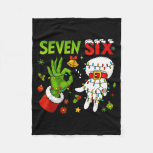 Funny Six Seven 67 Meme 6 7 Christmas Elf Hand Boy Fleece Blanket