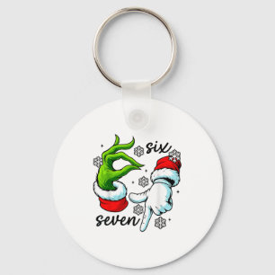 Funny Six Seven 67 Meme 6 7 Christmas Elf Hand Boy Keychain