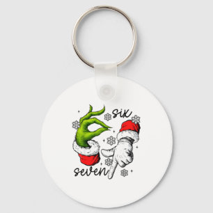 Funny Six Seven 67 Meme 6 7 Christmas Elf Hand Boy Keychain