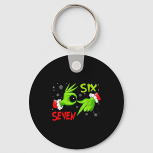 Funny Six Seven 67 Meme 6 7 Christmas Elf Hand Boy Keychain
