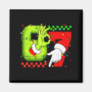 Funny Six Seven 67 Meme 6 7 Christmas Elf Hand Boy Magnet