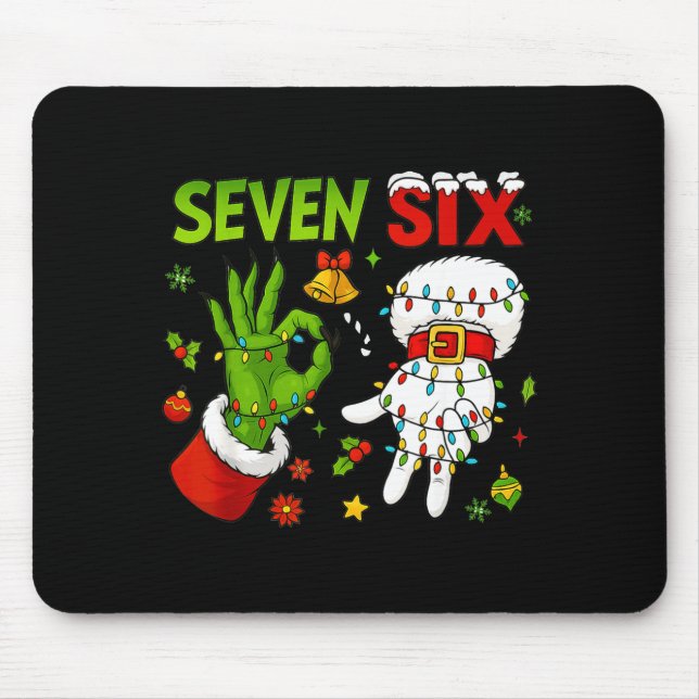 Funny Six Seven 67 Meme 6 7 Christmas Elf Hand Boy Mouse Pad (Front)
