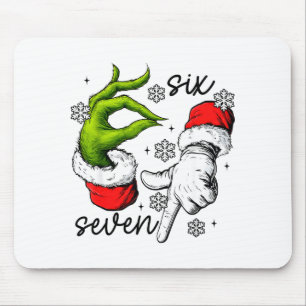 Funny Six Seven 67 Meme 6 7 Christmas Elf Hand Boy Mouse Pad