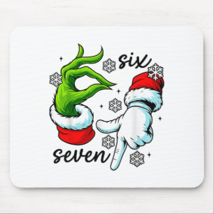 Funny Six Seven 67 Meme 6 7 Christmas Elf Hand Boy Mouse Pad
