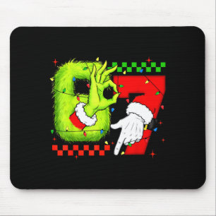 Funny Six Seven 67 Meme 6 7 Christmas Elf Hand Boy Mouse Pad