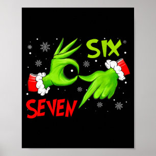 Funny Six Seven 67 Meme 6 7 Christmas Elf Hand Boy Poster