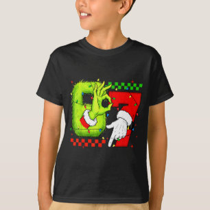 Funny Six Seven 67 Meme 6 7 Christmas Elf Hand Boy T-Shirt