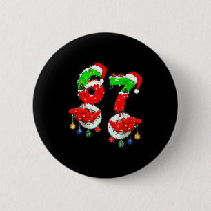 Funny Six Seven 67 Meme 6 7 Christmas Santa Hand B 2 Inch Round Button