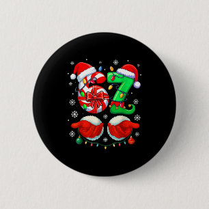 Funny Six Seven 67 Meme 6 7 Christmas Santa Hand B 2 Inch Round Button