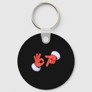 Funny Six Seven 67 Meme 6 7 Christmas Santa Hand B Keychain